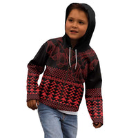 Red Taniko Kowhaiwhai Tukutuku Motif Kid Hoodie
