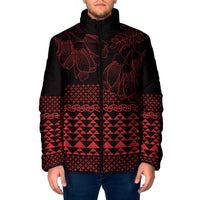 Red Taniko Kowhaiwhai Tukutuku Motif Padded Jacket - Polynesian Pride