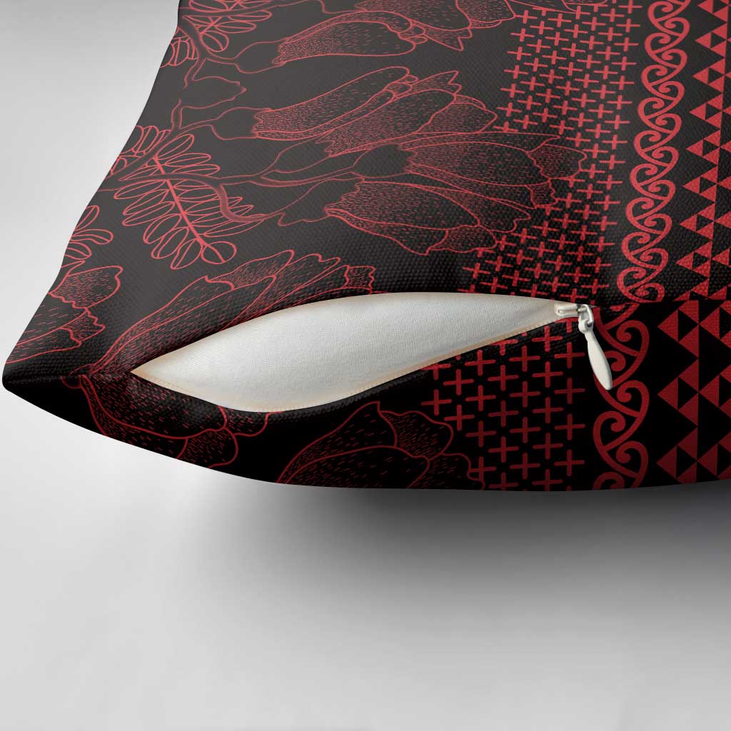 Red Taniko Kowhaiwhai Tukutuku Motif Pillow Cover LT9 - Polynesian Pride