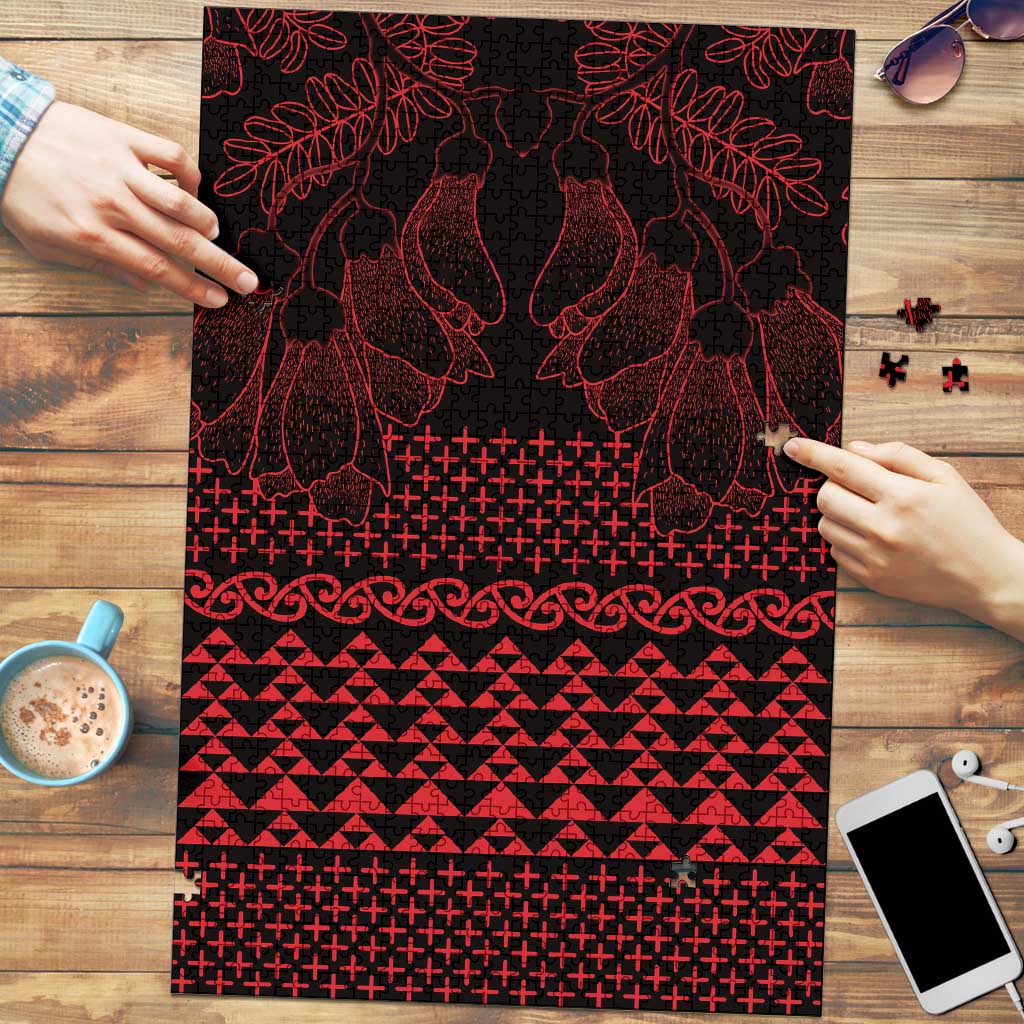 Red Taniko Kowhaiwhai Tukutuku Motif Puzzle LT9 Red - Polynesian Pride
