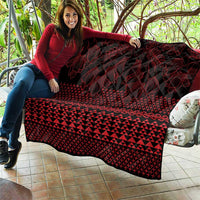 Red Taniko Kowhaiwhai Tukutuku Motif Quilt LT9 - Polynesian Pride