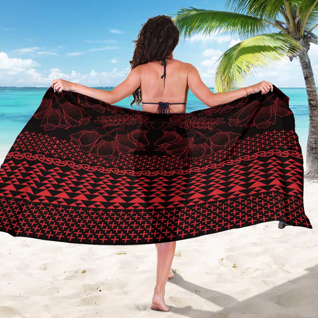 Red Taniko Kowhaiwhai Tukutuku Motif Sarong LT9 - Polynesian Pride
