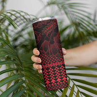Red Taniko Kowhaiwhai Tukutuku Motif Skinny Tumbler LT9 - Polynesian Pride