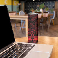 Red Taniko Kowhaiwhai Tukutuku Motif Skinny Tumbler LT9 - Polynesian Pride