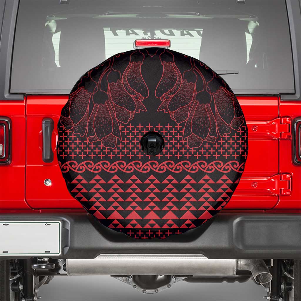 Red Taniko Kowhaiwhai Tukutuku Motif Spare Tire Cover