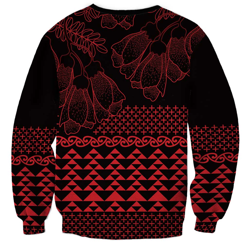 Red Taniko Kowhaiwhai Tukutuku Motif Sweatshirt LT9 - Polynesian Pride