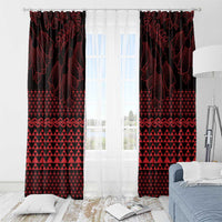 Red Taniko Kowhaiwhai Tukutuku Motif Window Curtain