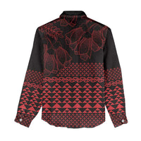 Red Taniko Kowhaiwhai Tukutuku Motif Women Casual Shirt LT9 - Polynesian Pride