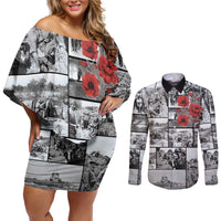 ANZAC Day Gallipoli Campaign Couples Matching Off Shoulder Short Dress and Long Sleeve Button Shirt To The End They Remain