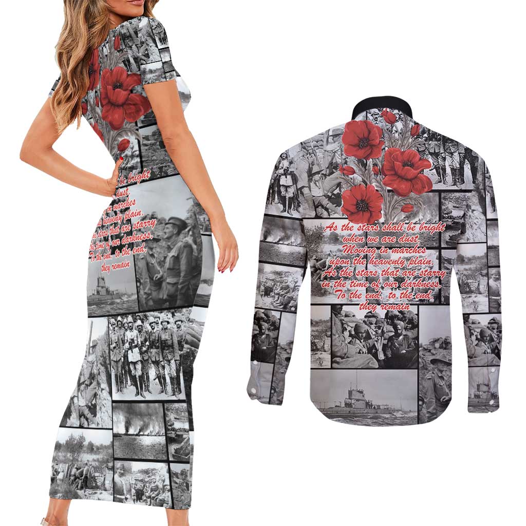 ANZAC Day Gallipoli Campaign Couples Matching Short Sleeve Bodycon Dress and Long Sleeve Button Shirt To The End They Remain