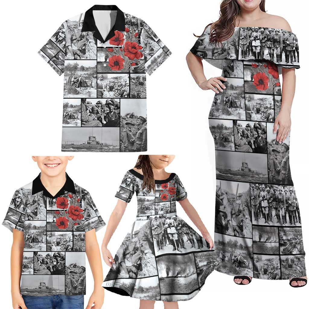 ANZAC Day Gallipoli Campaign Family Matching Off Shoulder Maxi Dress and Hawaiian Shirt To The End They Remain