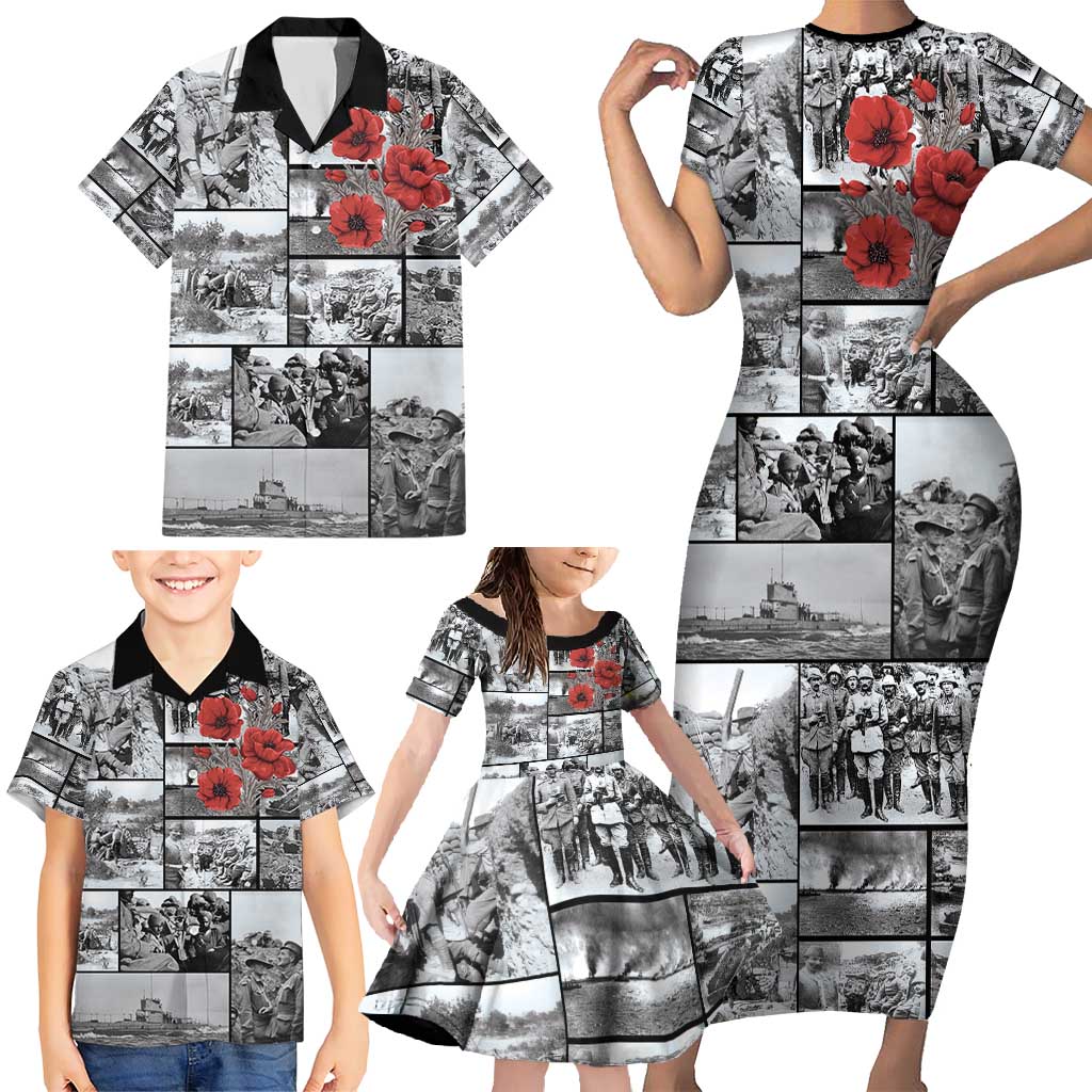 ANZAC Day Gallipoli Campaign Family Matching Short Sleeve Bodycon Dress and Hawaiian Shirt To The End They Remain