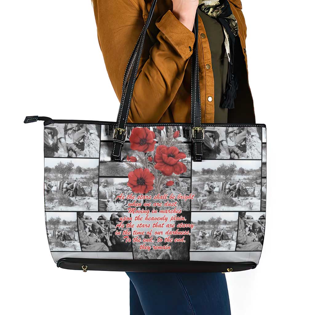 ANZAC Day Gallipoli Campaign Leather Tote Bag To The End They Remain