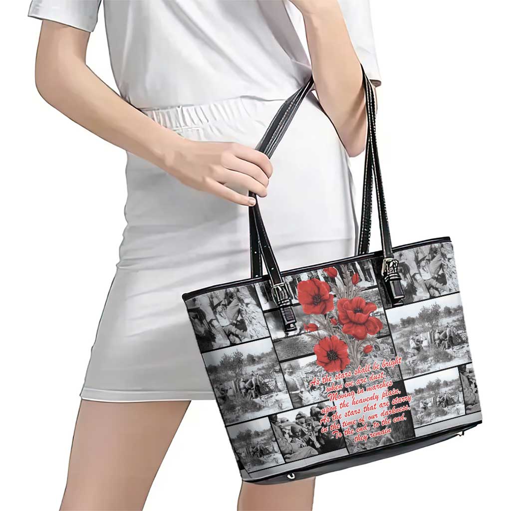 ANZAC Day Gallipoli Campaign Leather Tote Bag To The End They Remain