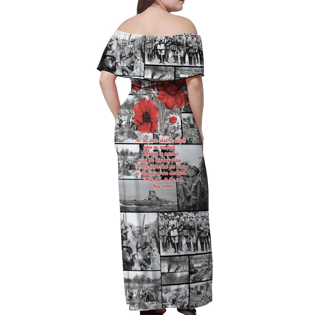 ANZAC Day Gallipoli Campaign Off Shoulder Maxi Dress To The End They Remain