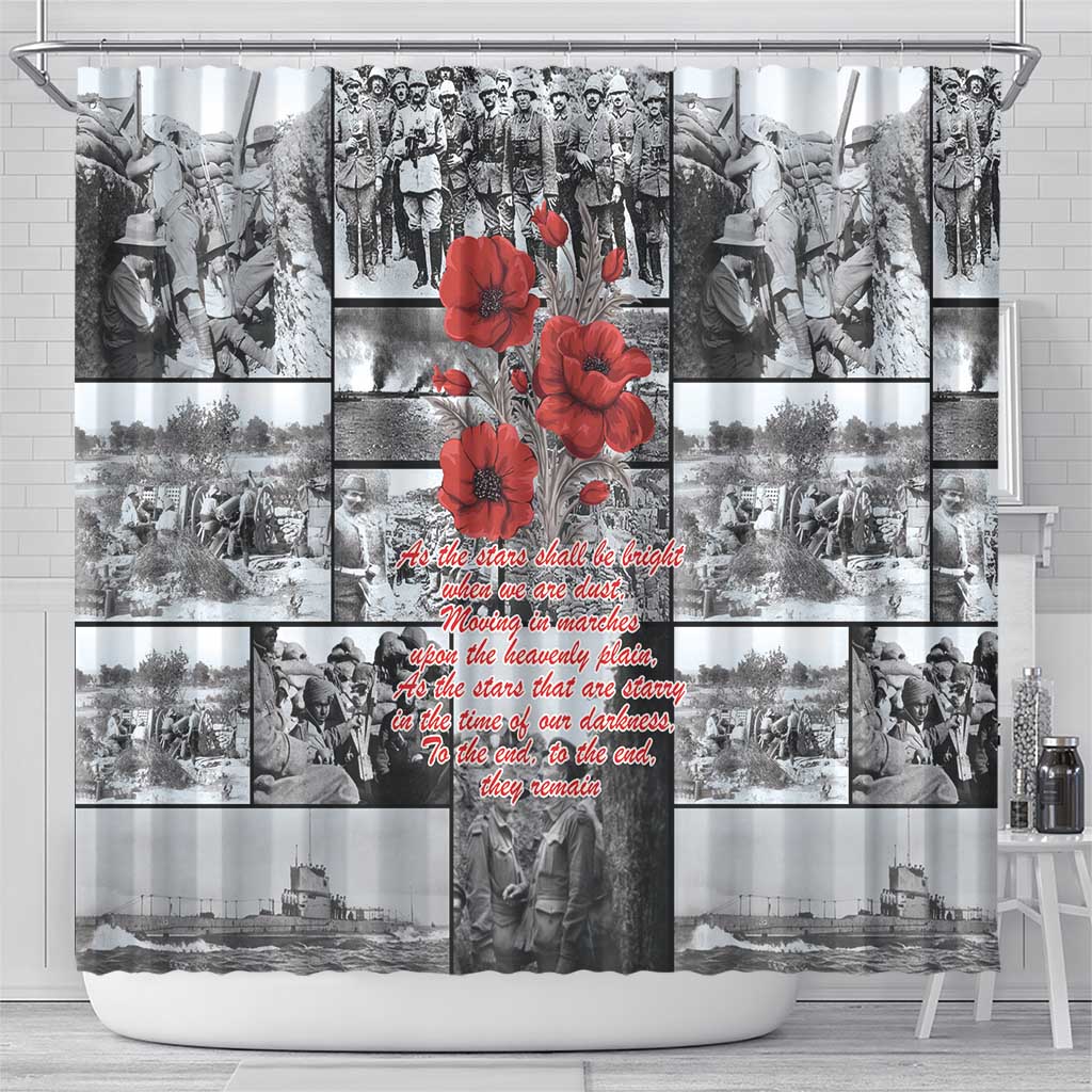 ANZAC Day Gallipoli Campaign Shower Curtain To The End They Remain