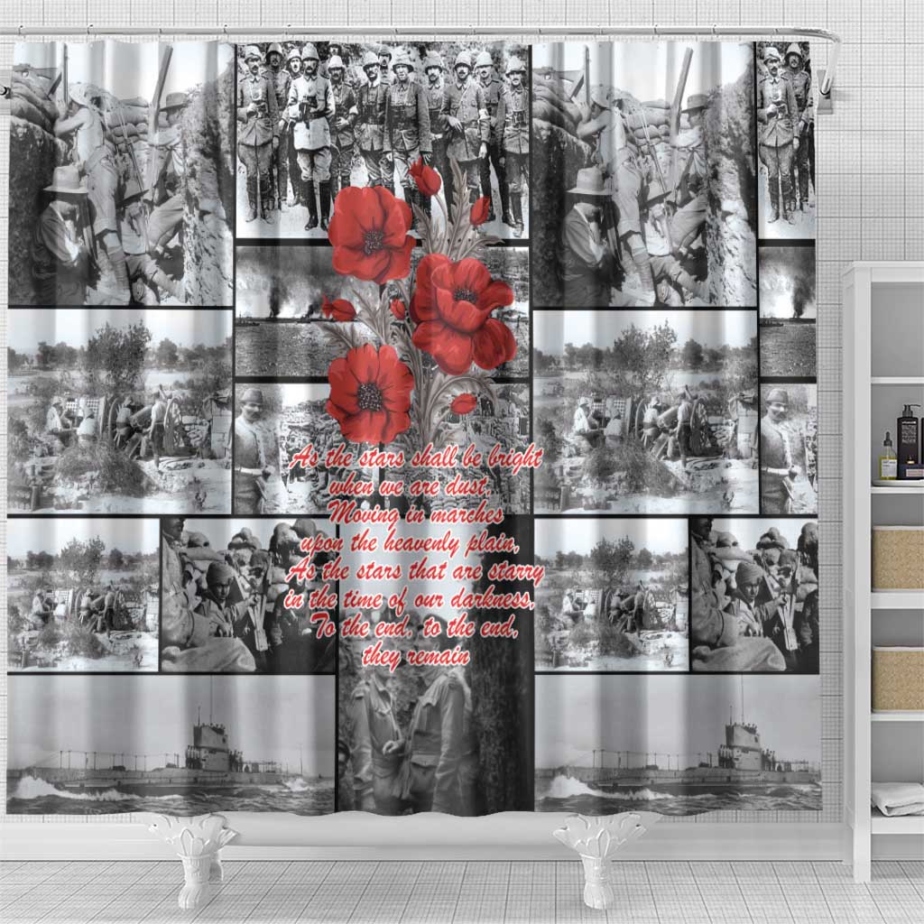 ANZAC Day Gallipoli Campaign Shower Curtain To The End They Remain