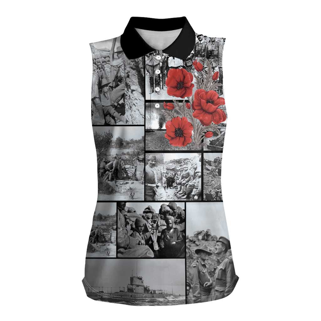 ANZAC Day Gallipoli Campaign Women Sleeveless Polo Shirt To The End They Remain