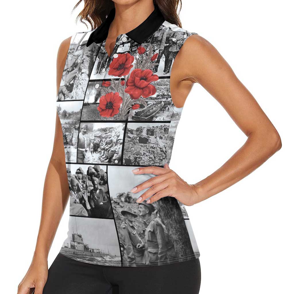 ANZAC Day Gallipoli Campaign Women Sleeveless Polo Shirt To The End They Remain