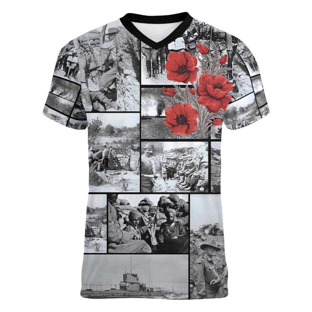 ANZAC Day Gallipoli Campaign Women V-Neck T-Shirt To The End They Remain
