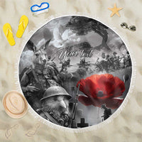 Black ANZAC Day The Battle of Lone Pine Beach Blanket Kiwi-Kangaroo Soldier Lest We Forget