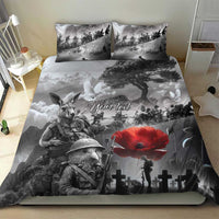 Black ANZAC Day The Battle of Lone Pine Bedding Set Kiwi-Kangaroo Soldier Lest We Forget