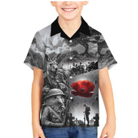 Black ANZAC Day The Battle of Lone Pine Family Matching Mermaid Dress and Hawaiian Shirt Kiwi-Kangaroo Soldier Lest We Forget