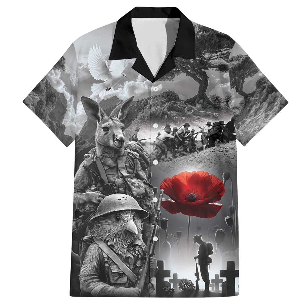 Black ANZAC Day The Battle of Lone Pine Family Matching Off Shoulder Maxi Dress and Hawaiian Shirt Kiwi-Kangaroo Soldier Lest We Forget