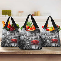 Black ANZAC Day The Battle of Lone Pine Grocery Bag Kiwi-Kangaroo Soldier Lest We Forget