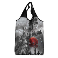 Black ANZAC Day The Battle of Lone Pine Grocery Bag Kiwi-Kangaroo Soldier Lest We Forget