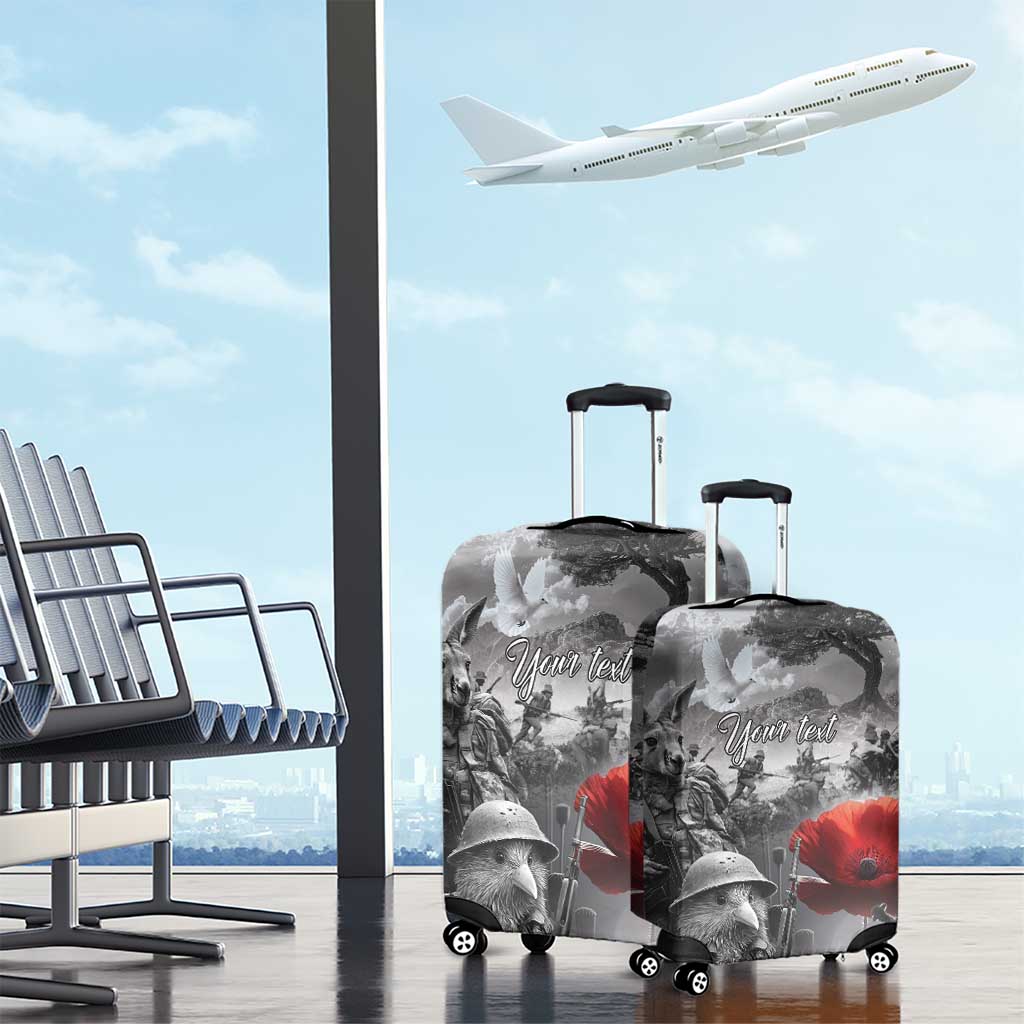 Black ANZAC Day The Battle of Lone Pine Luggage Cover Kiwi-Kangaroo Soldier Lest We Forget