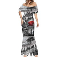 Black ANZAC Day The Battle of Lone Pine Mermaid Dress Kiwi-Kangaroo Soldier Lest We Forget