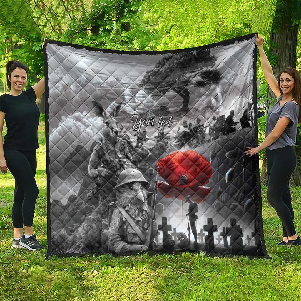 Black ANZAC Day The Battle of Lone Pine Quilt Kiwi-Kangaroo Soldier Lest We Forget