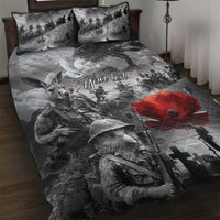 Black ANZAC Day The Battle of Lone Pine Quilt Bed Set Kiwi-Kangaroo Soldier Lest We Forget