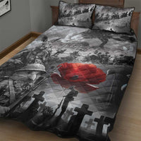 Black ANZAC Day The Battle of Lone Pine Quilt Bed Set Kiwi-Kangaroo Soldier Lest We Forget