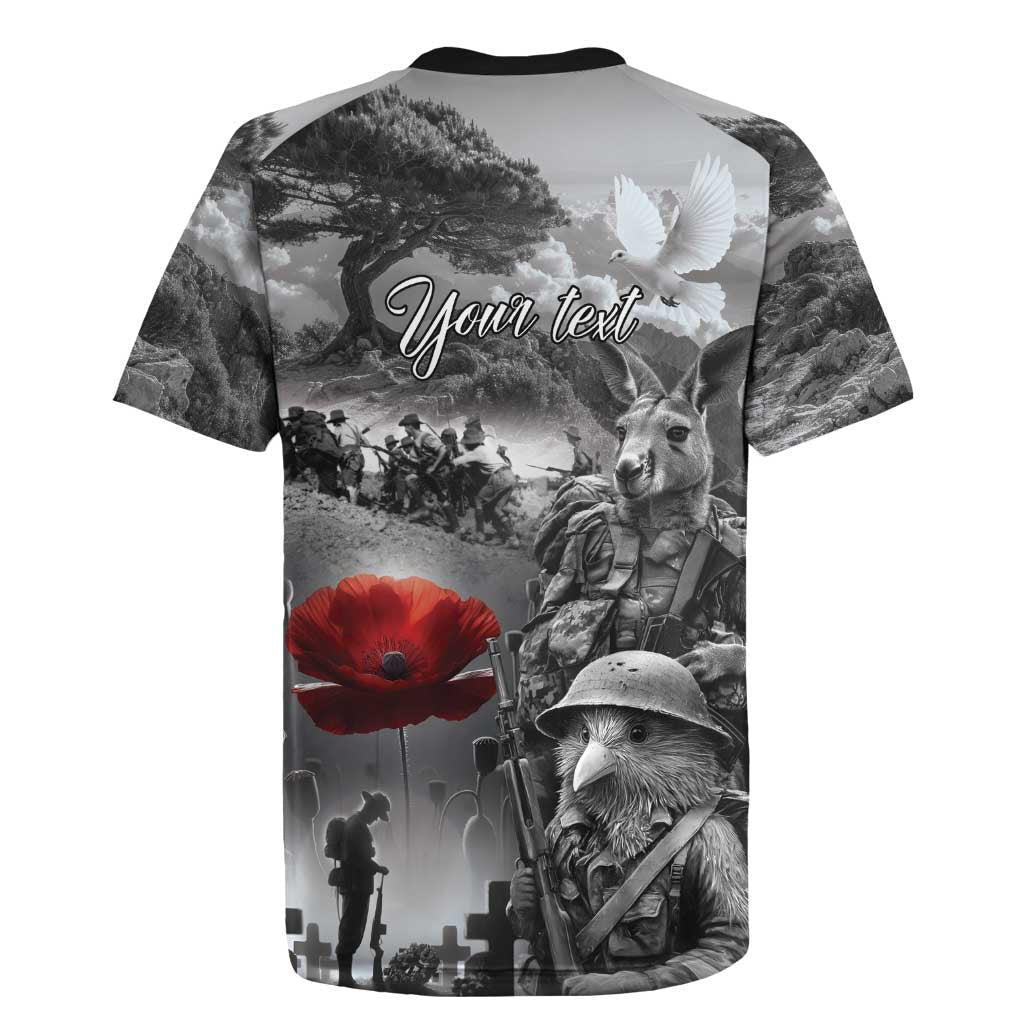 Black ANZAC Day The Battle of Lone Pine Rugby Jersey Kiwi-Kangaroo Soldier Lest We Forget LT9 - Polynesian Pride