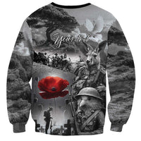 Black ANZAC Day The Battle of Lone Pine Sweatshirt Kiwi-Kangaroo Soldier Lest We Forget