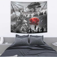 Black ANZAC Day The Battle of Lone Pine Tapestry Kiwi-Kangaroo Soldier Lest We Forget