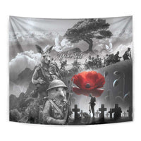 Black ANZAC Day The Battle of Lone Pine Tapestry Kiwi-Kangaroo Soldier Lest We Forget