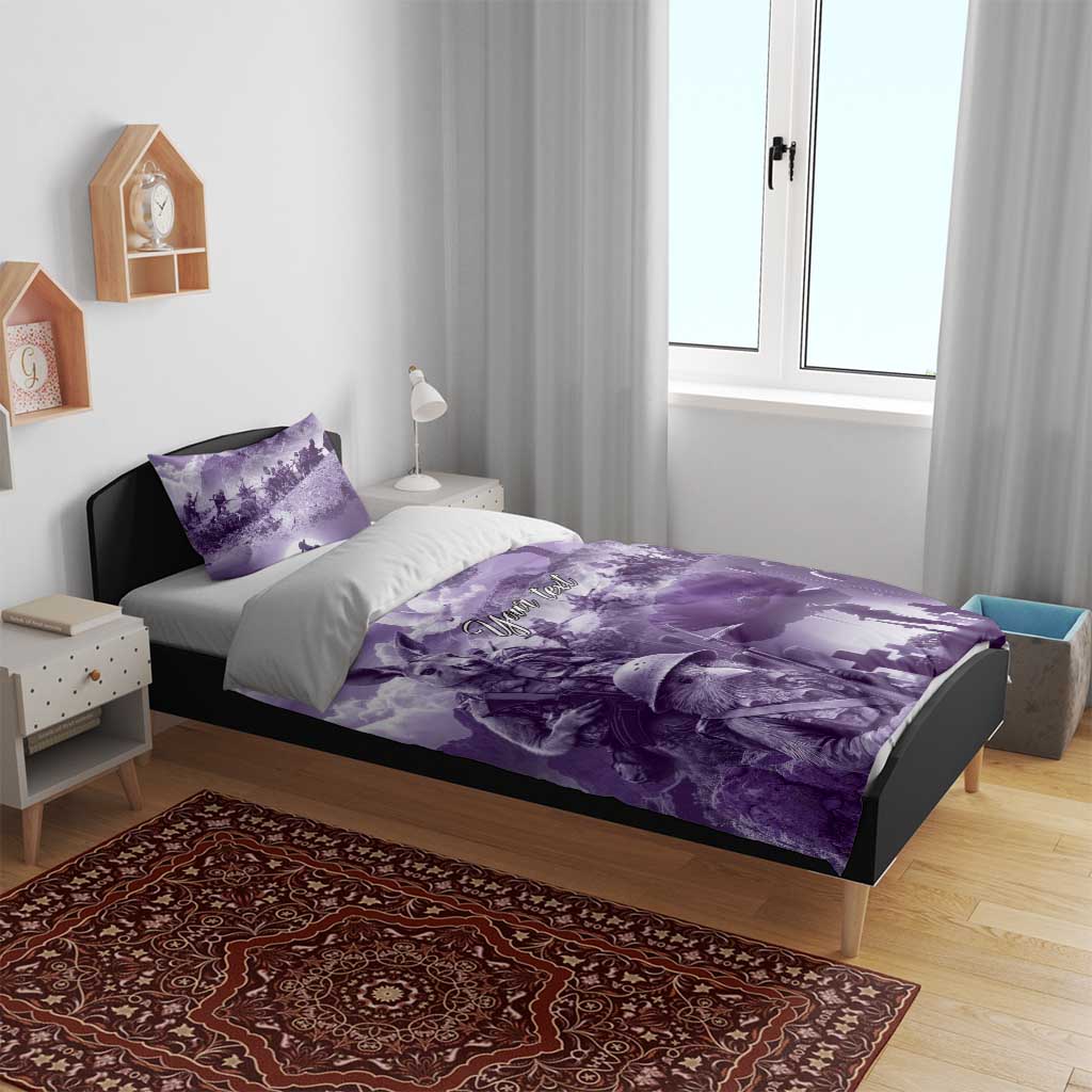 Purple ANZAC Day The Battle of Lone Pine Bedding Set Kiwi-Kangaroo Soldier Lest We Forget