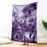 Purple ANZAC Day The Battle of Lone Pine Blanket Kiwi-Kangaroo Soldier Lest We Forget