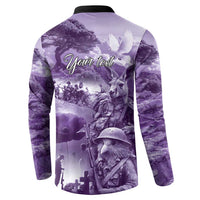 Purple ANZAC Day The Battle of Lone Pine Button Sweatshirt Kiwi-Kangaroo Soldier Lest We Forget