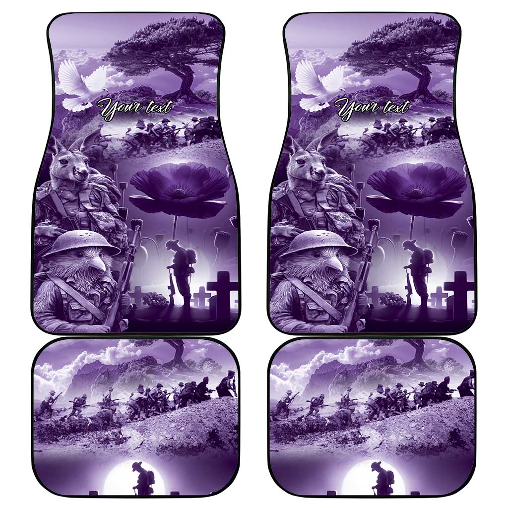 Purple ANZAC Day The Battle of Lone Pine Car Mats Kiwi-Kangaroo Soldier Lest We Forget