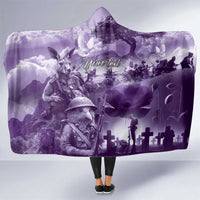 Purple ANZAC Day The Battle of Lone Pine Hooded Blanket Kiwi-Kangaroo Soldier Lest We Forget