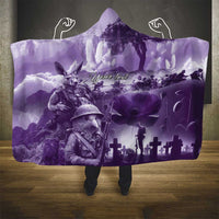 Purple ANZAC Day The Battle of Lone Pine Hooded Blanket Kiwi-Kangaroo Soldier Lest We Forget