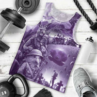 Purple ANZAC Day The Battle of Lone Pine Men Tank Top Kiwi-Kangaroo Soldier Lest We Forget