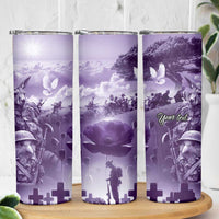 Purple ANZAC Day The Battle of Lone Pine Skinny Tumbler Kiwi-Kangaroo Soldier Lest We Forget LT9 - Polynesian Pride
