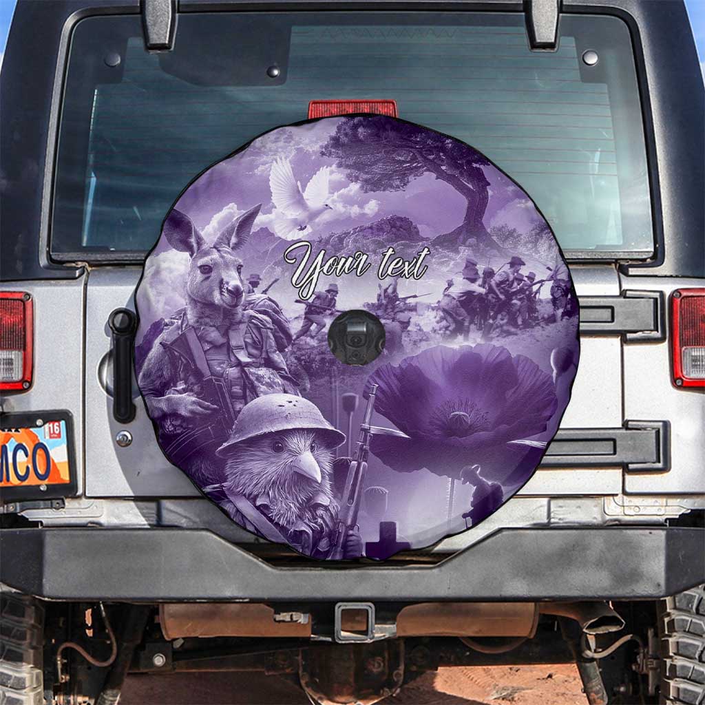 Purple ANZAC Day The Battle of Lone Pine Spare Tire Cover Kiwi-Kangaroo Soldier Lest We Forget