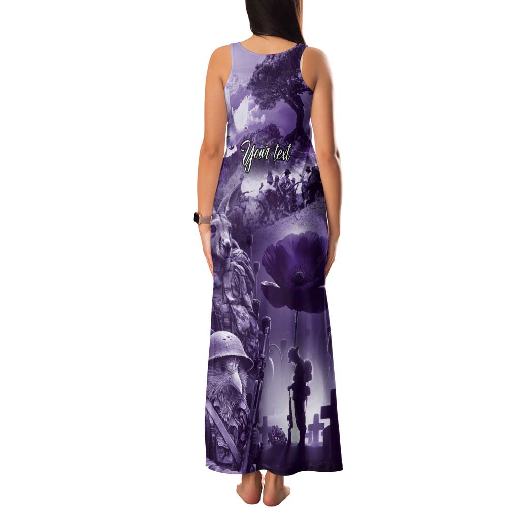 Purple ANZAC Day The Battle of Lone Pine Tank Maxi Dress Kiwi-Kangaroo Soldier Lest We Forget