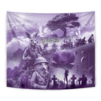 Purple ANZAC Day The Battle of Lone Pine Tapestry Kiwi-Kangaroo Soldier Lest We Forget